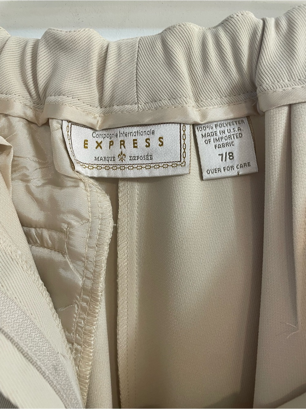 Vintage 90s Express Ivory Cream Pantsuit Blazer Trouser Suit 7/8 - Picture 10 of 12